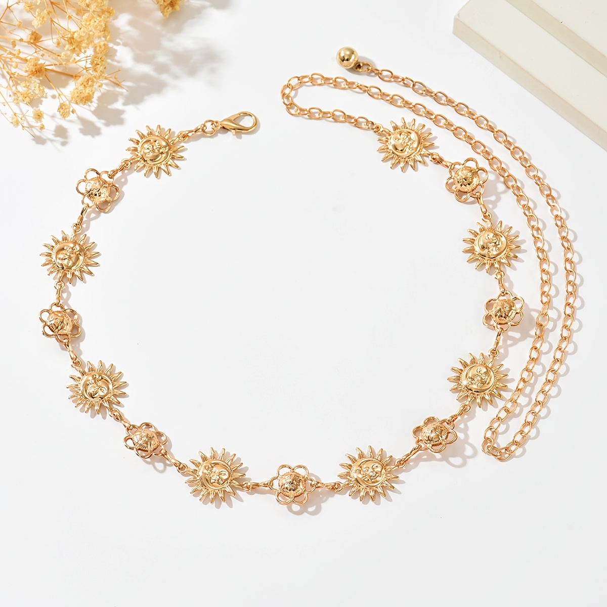 Bohemian Vintage Asymmetrical Sun Moon Waist Chain, Unique Design