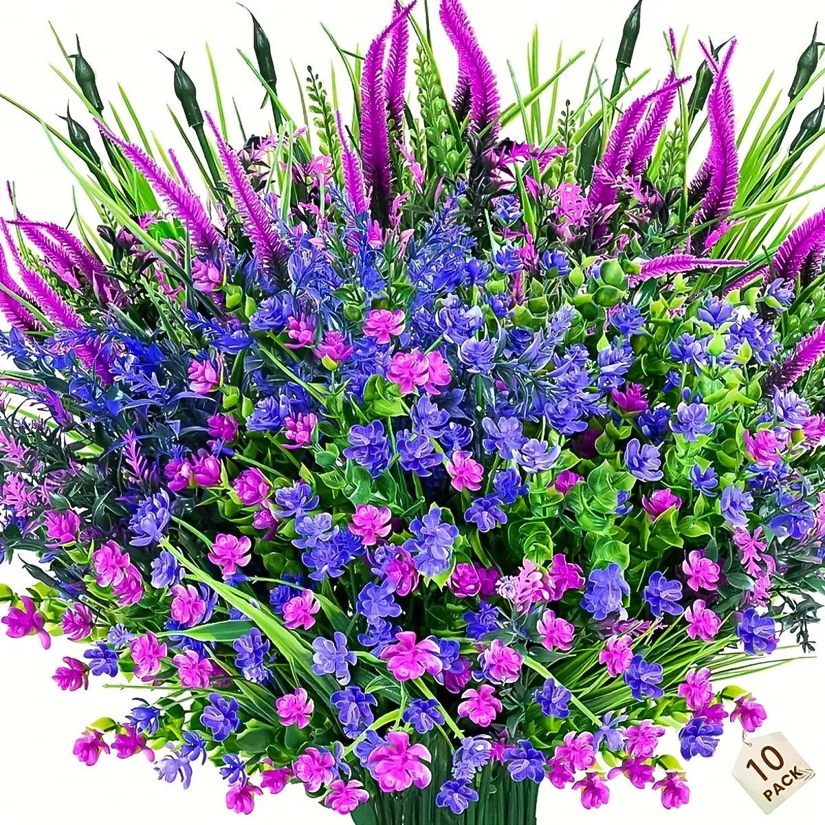 

10pcs Vibrant Mixed Color Artificial Flower Bouquet - Uv-resistant, Fade-proof Plastic Flowers For Outdoor & Indoor Decor, Spring/summer, Home, Office, And