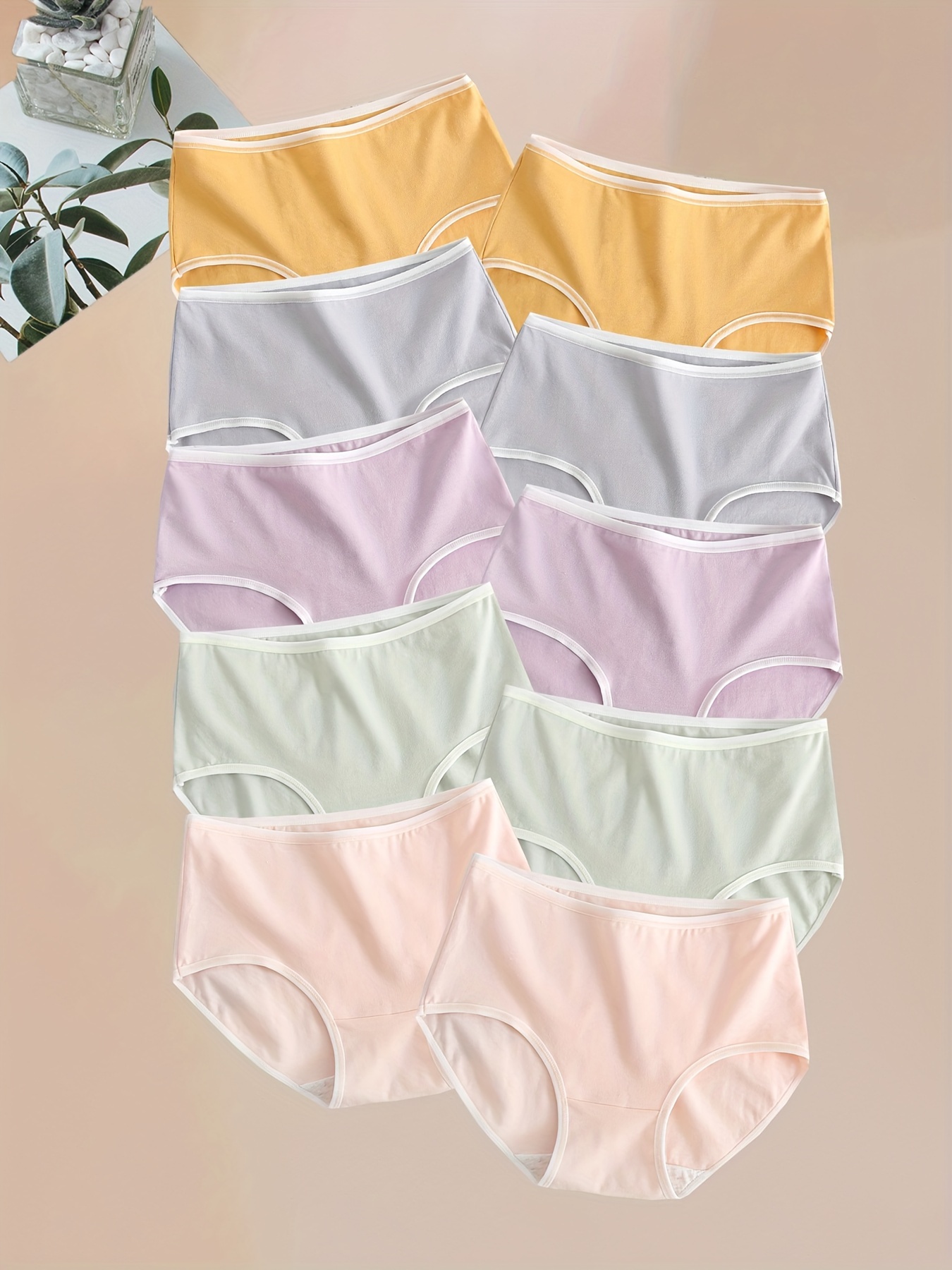 10-Pack Women's Simple Comfy Breathable Stretchy Panties only