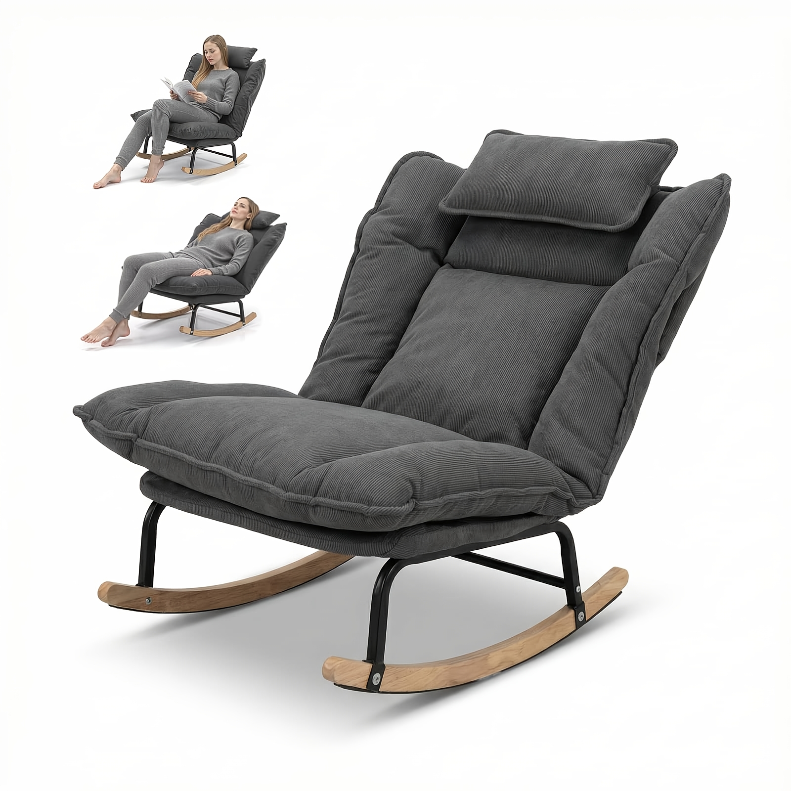 Adjustable Multifunctional Rocking Sofa Bed with Memory Foam
