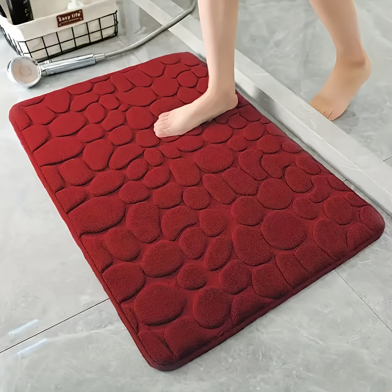 

1pc Luxury Geometric-patterned Coral Fleece Bathroom Mat - Non-slip, Soft, Quick-dry, Absorbent Polyester Bath Rug, Hand Wash Only, Knit Fabric, Rectangle Shape, 300gsm, 1.5cm