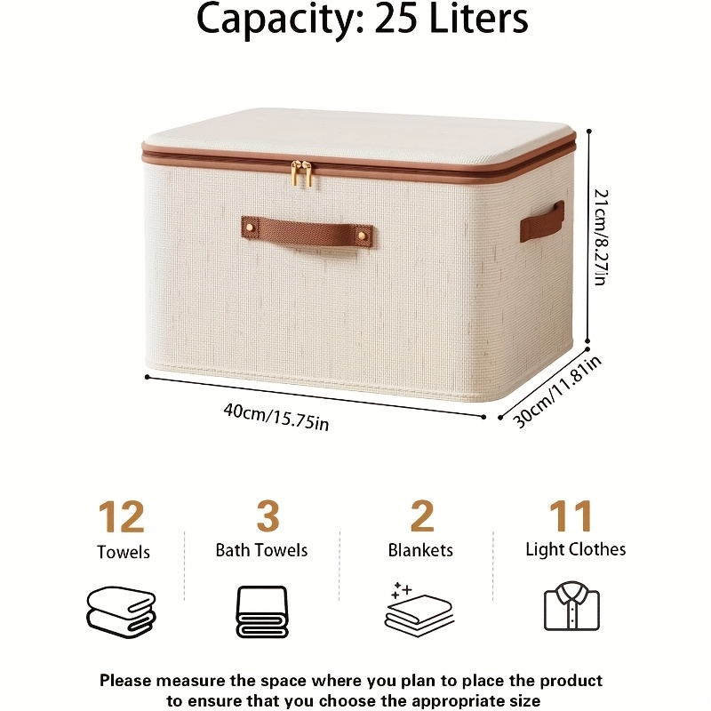 6pcs Fabric Storage Boxes with Zipper Lid, Foldable