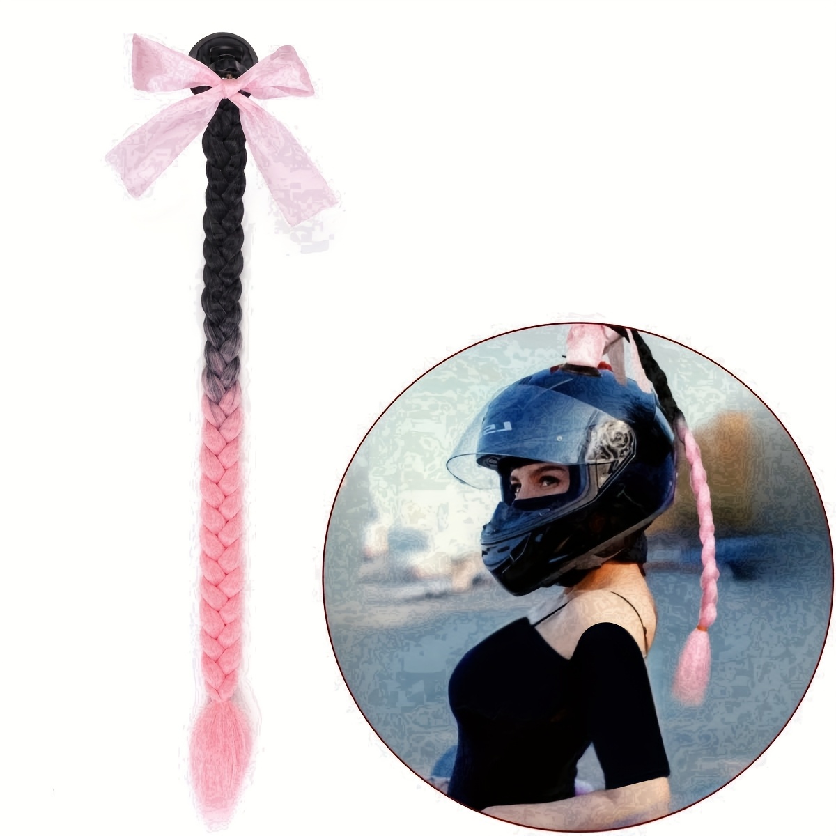 Trenzas Para Casco De Moto – Coleta Con Ventosa Estilo Punk, Accesorio Llamativo Para Casco (55cm)