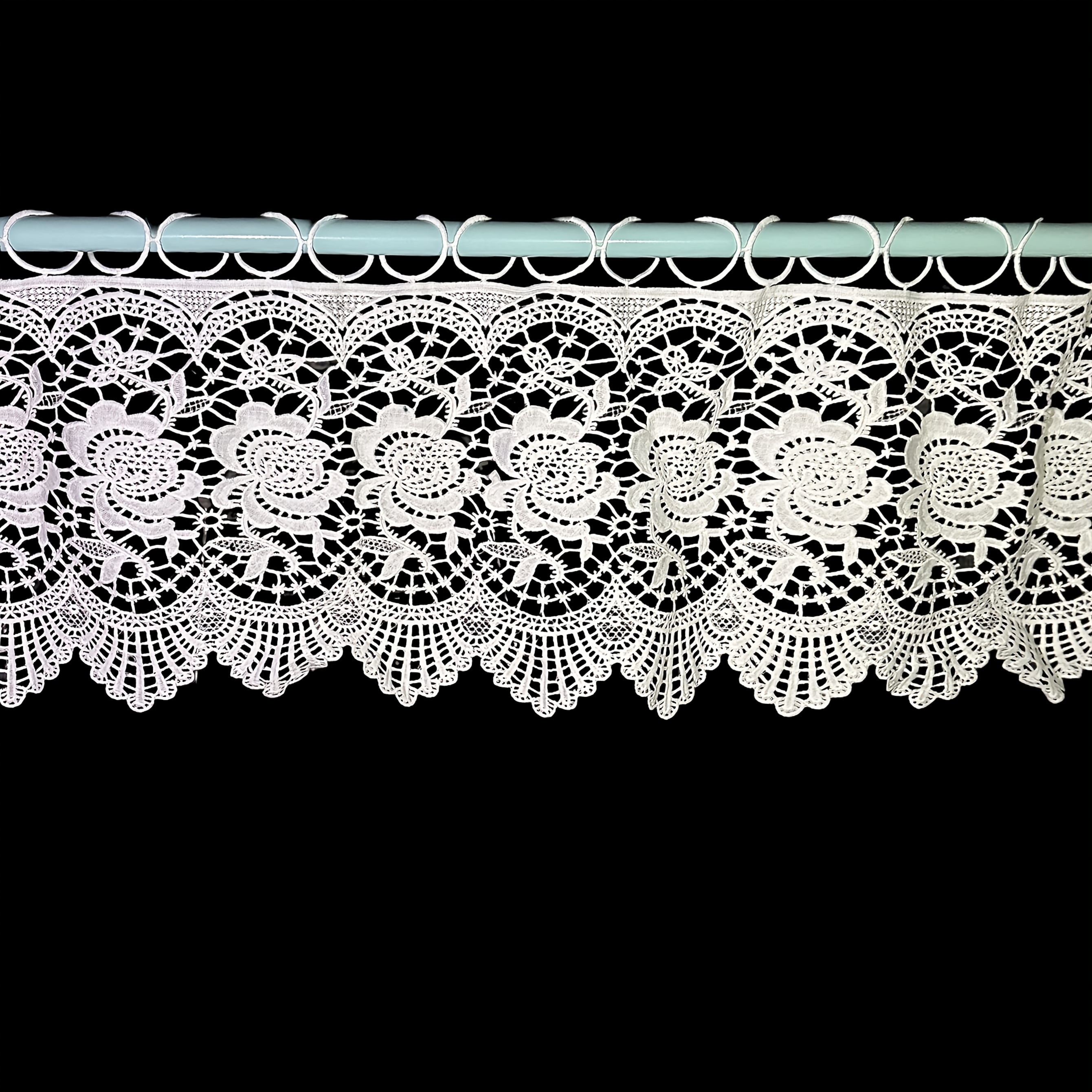 TEMU 1pc Bohemian Style Lace Embroidered Short Curtain, Embroidered Small , Floral Drapes, With Curtain Hole Design, Room Partition, Door Curtain