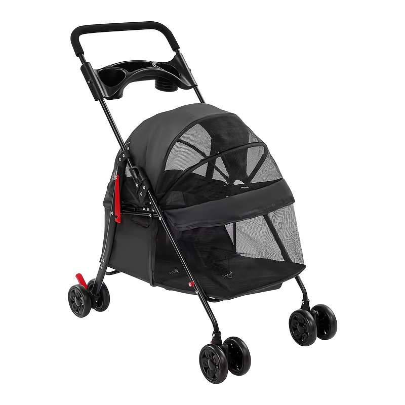 TEMU Foldable - Suitable For Dogs And Cats Weighing 10-40 - Lightweight Dog Walking Cart With , 360-degree Swivel Wheels, Spacious Storage Basket And