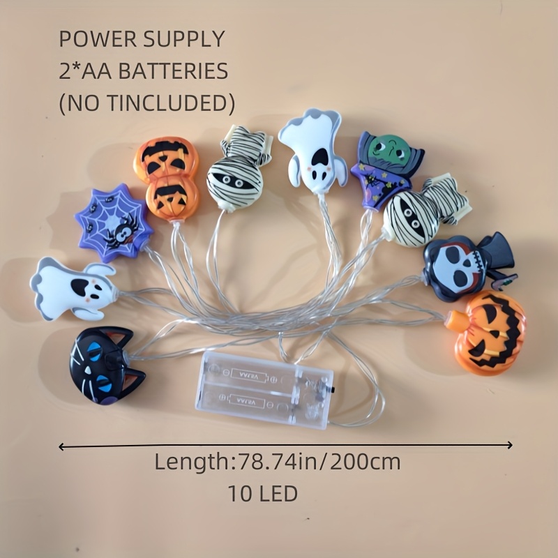 1pc LED Fairy with -like Button Control - Multi-Color Changing (Warm White, Green, Purple, Orange, Black, Yellow, , , Red, Brown, Gray, Cyan) - Indoor/ Halloween & Christmas Party Decorations - LED String with Hanging Hooks - Compatible with Pumpkins, Ghosts, Witches, Spiders, Mummies, Angels - Battery Not Included - Safe & Easy Use