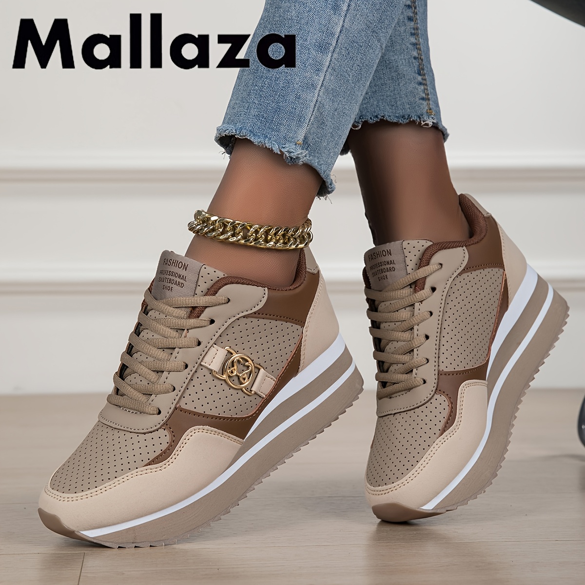 TEMU Women's Trendy Height-increasing Lightweight, Convenient, Fashionable, Comfortable, Wear-resistant Lace--designed Campus-style, Casual Road