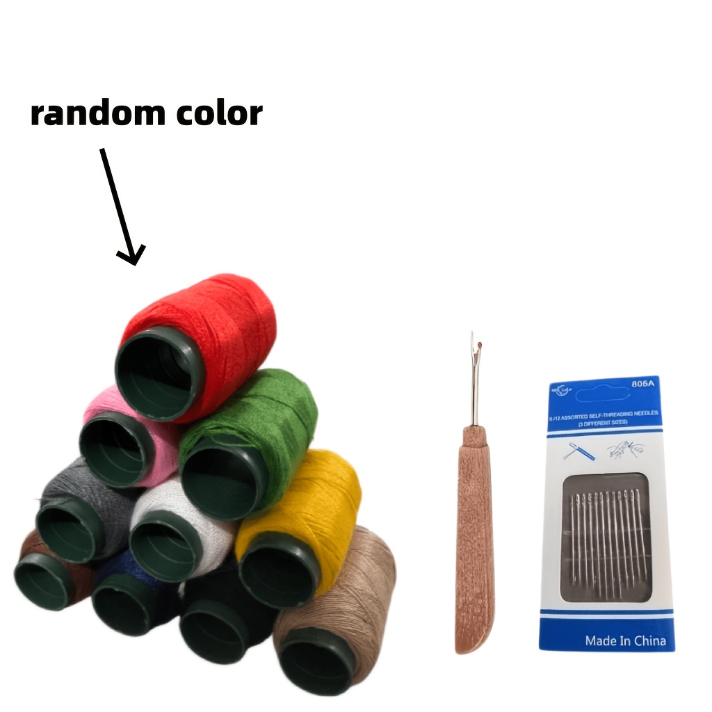 TEMU 10 Rolls Random Of Heavy-duty Thread With 1 Thread Remover And 12 Hand Sewing Needles - Denim Repair Kit For Jeans, Home Sewing, And Projects -