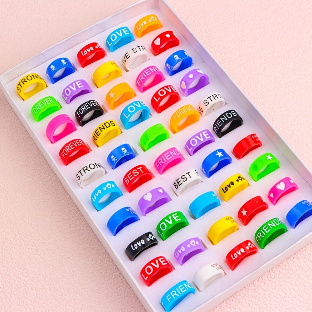 TEMU A Set Of 50 Stylish And Easy Colorful Elastic -the-dark Silicone Rings, Suitable For Teenager And Teenager, Perfect For Sports, Daily , And