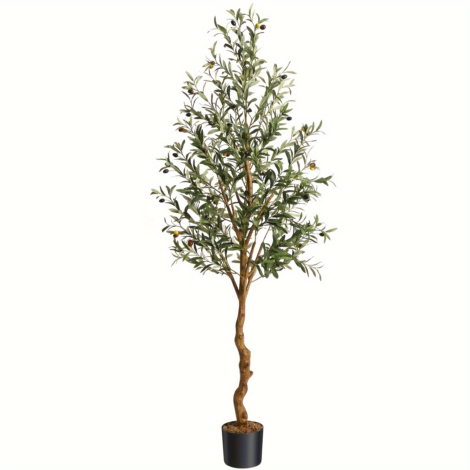 

Artificial Olive Tree 6 Ft (72 In) Tall Faux Silk Olive Trees For Home Office Living Room Decor Indoor Fake Potted Tree With Natural Wood Trunk And Lifelike Fruits