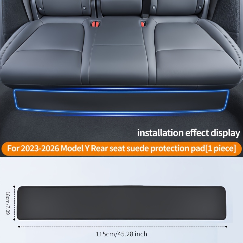 TEMU Rear Seat Bottom Protector Mat For Model 3 And Highland /launch 2025, 2026 Models, Faux Leather Anti-kick Pad , Automotive Interior Accessory