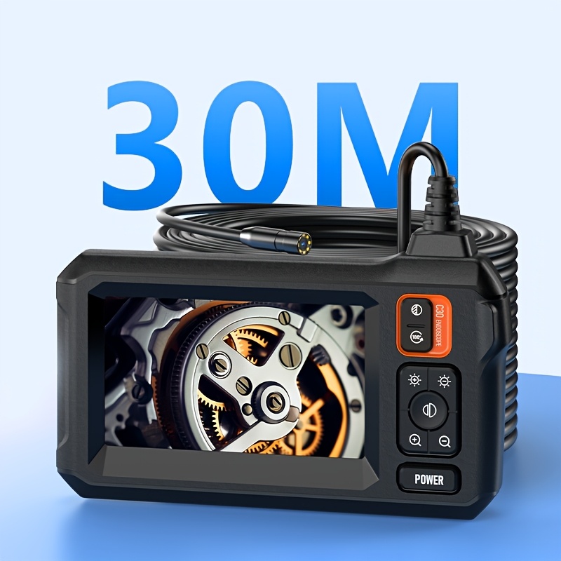 Smart Home Tools, Endoscope 8mm, Ultra-long Cable 30 Meters/20 Meters/ Optional, Single-lens Pipe Mirror, Inspection Camera 4.3 Inch Ips Lcd Screen Camera With 8 Led Lights