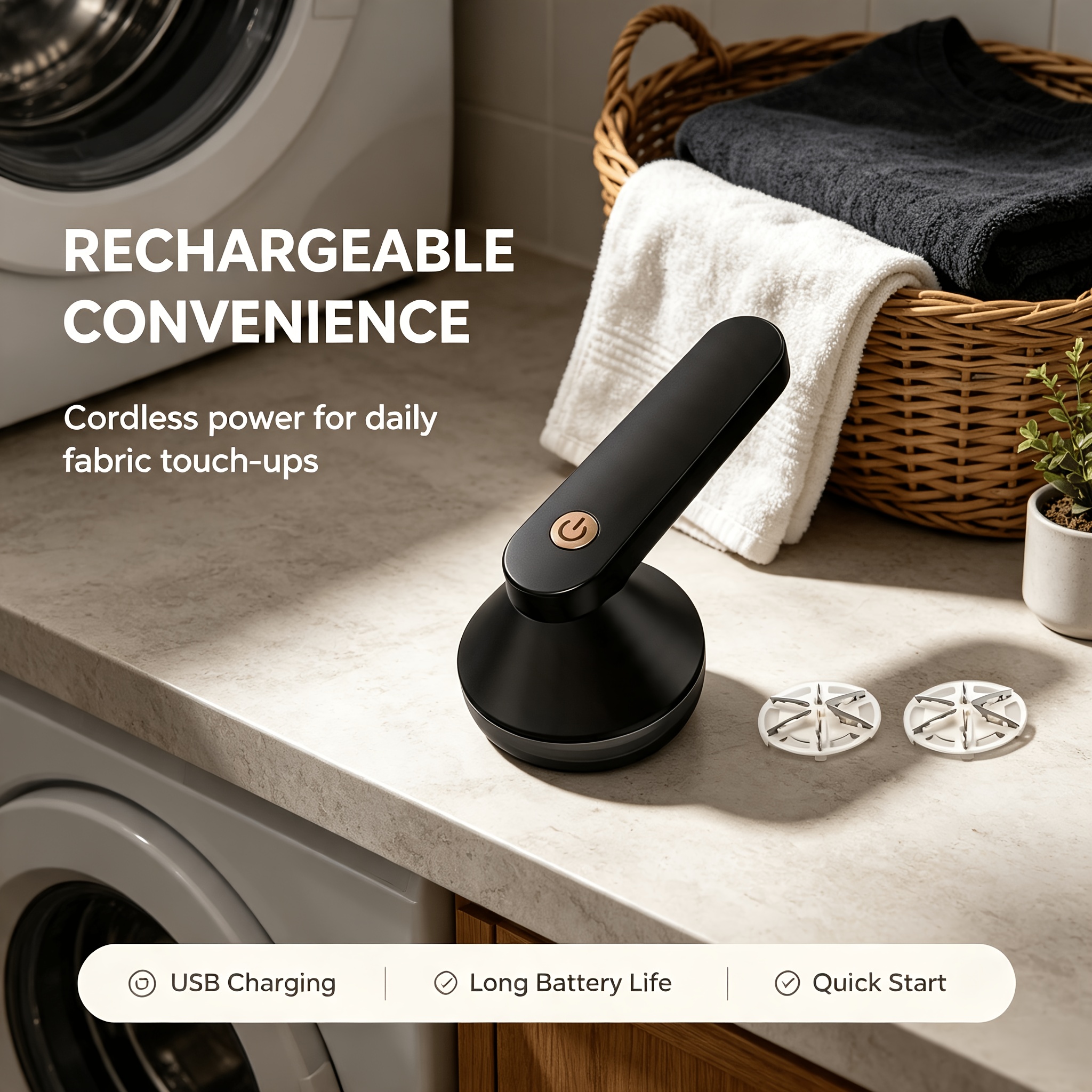 TEMU Usb Rechargeable Fabric Shaver, Portable Clothes Lint Remover With 2 Trimming Heads, Electric Sweater Fuzz Ball Trimmer For Clothing Sock Use,