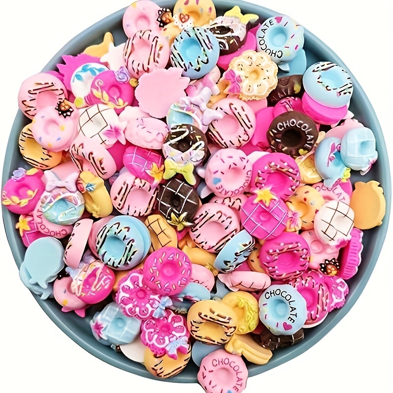 

50/100pcs Bulk Donut Bead Charms Flatback Resin Beads For Women Diy Crafts Arts Making Charms Wholesale Color Quality Jewelry Making Charms Donuts Beads