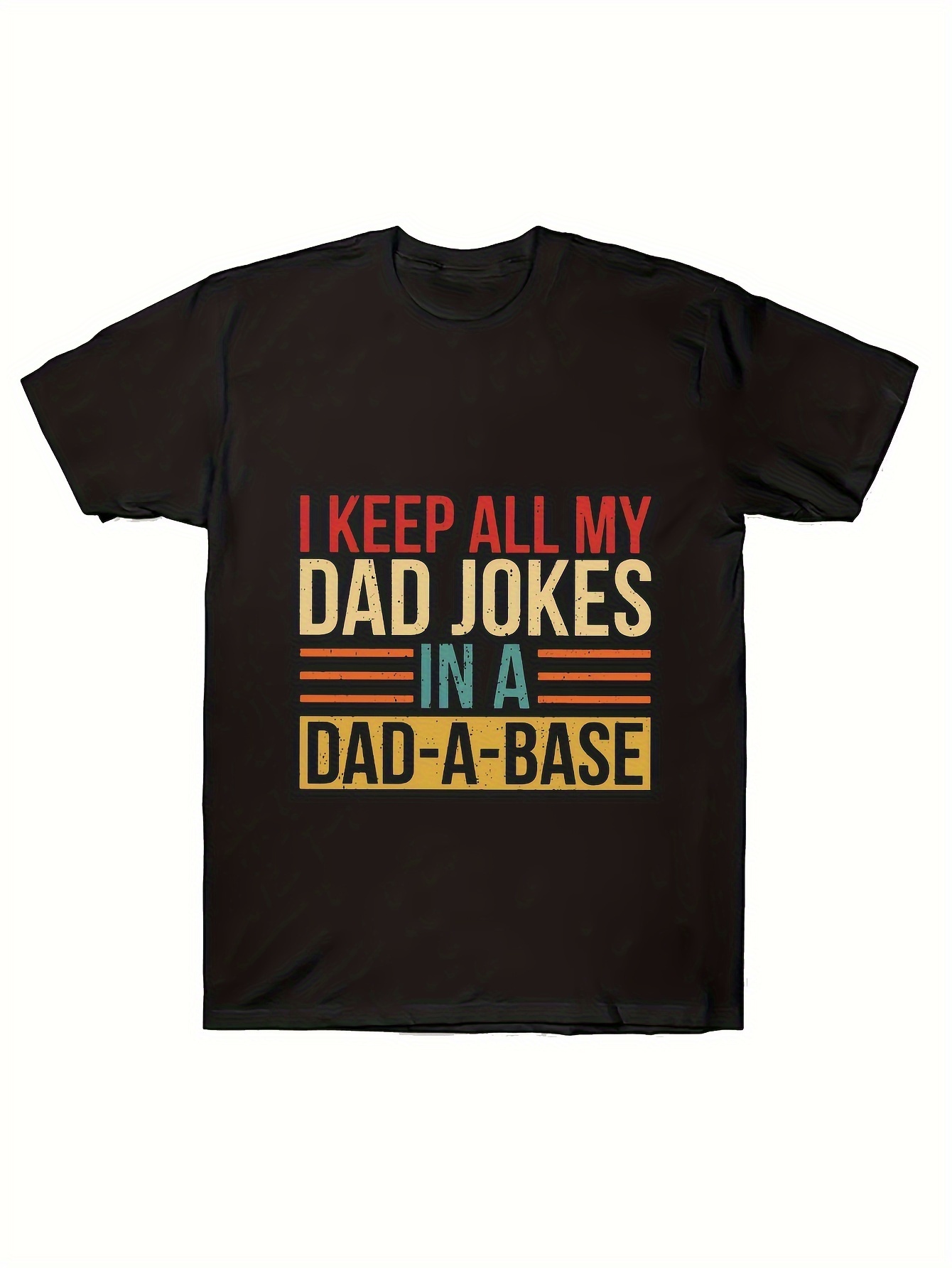 I Keep Dad Jokes in a Dad-a-base Men's Front Print T-shirt 100% Cotton Graphic Tee Summer Casual Tee Streetwear Top