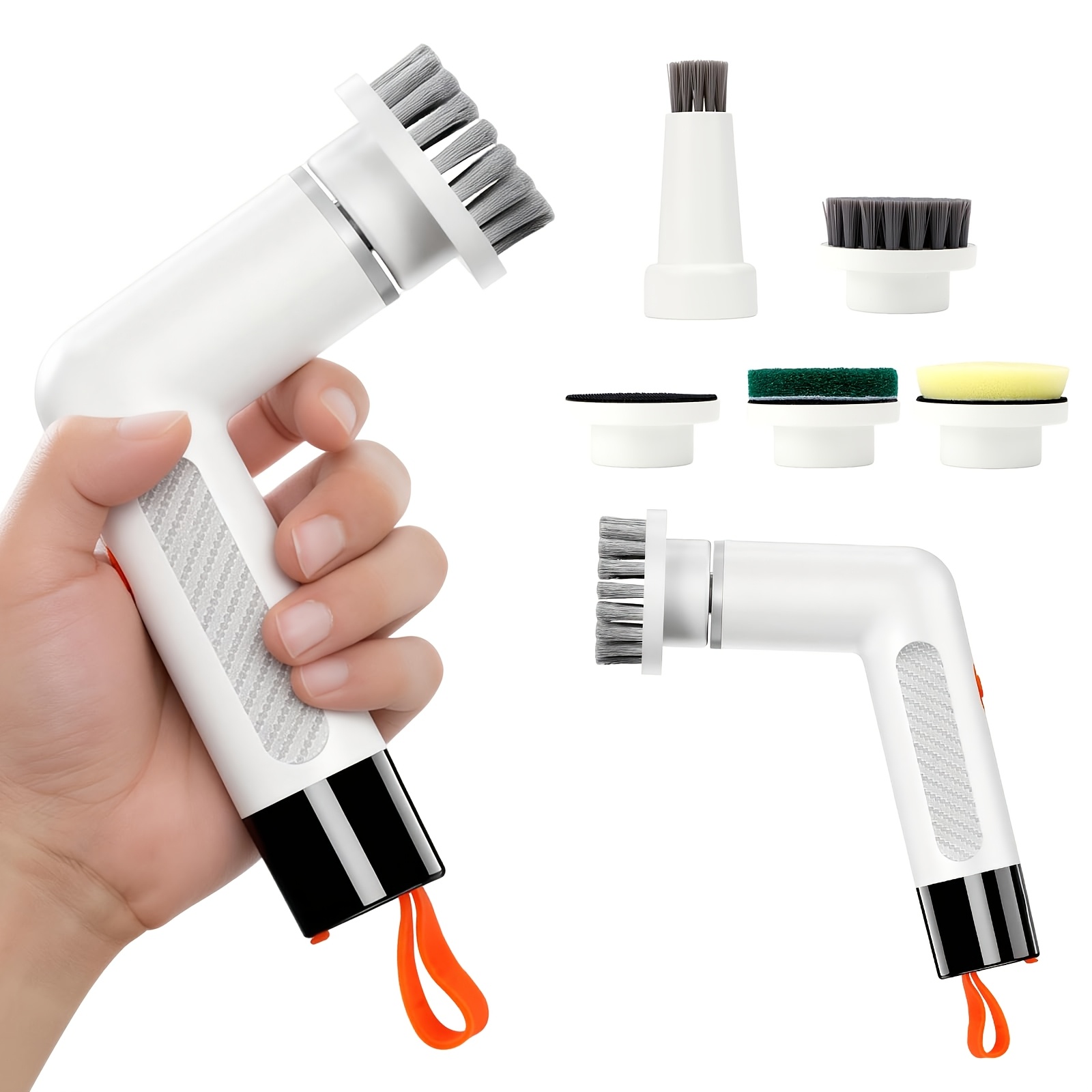 Scrubber, Cleaning Brush With 4 Replaceable Brush Heads, Tub And Floor Tile Scrubber For Bathroom Cleaning
