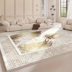 Alfombra de Terciopelo 850g/m² Lavable con Diseño Floral Retro, Colores Vibrantes y , y , Antideslizante, Adecuada para Sala, Dormitorio u , Decoración con de Lujo