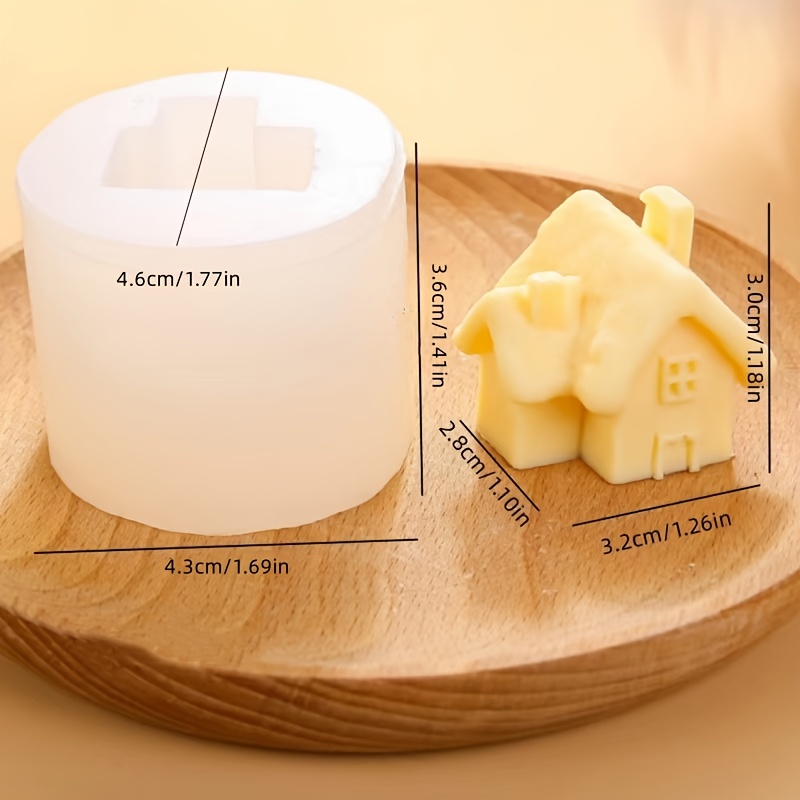 4 Small House Aromatherapy Candle Silicone Molds Christmas Aromatherapy Plaster Home Decoration Ornaments Craft Decoration Silicone Molds