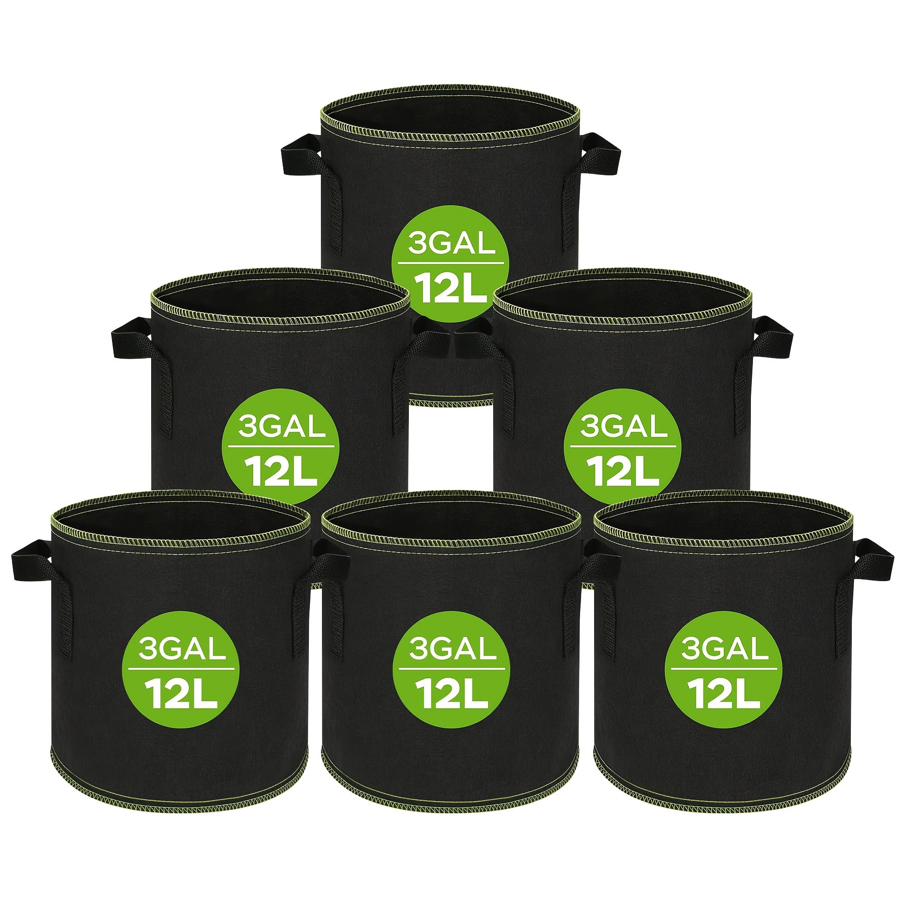 Image of 6 X 12l Fabric Pot, Non-woven Fabric Planting Bag With Handle, 22cm Height 25cm, Suitable For Growing Tomatoes, Peppers, Strawberries And Herbs