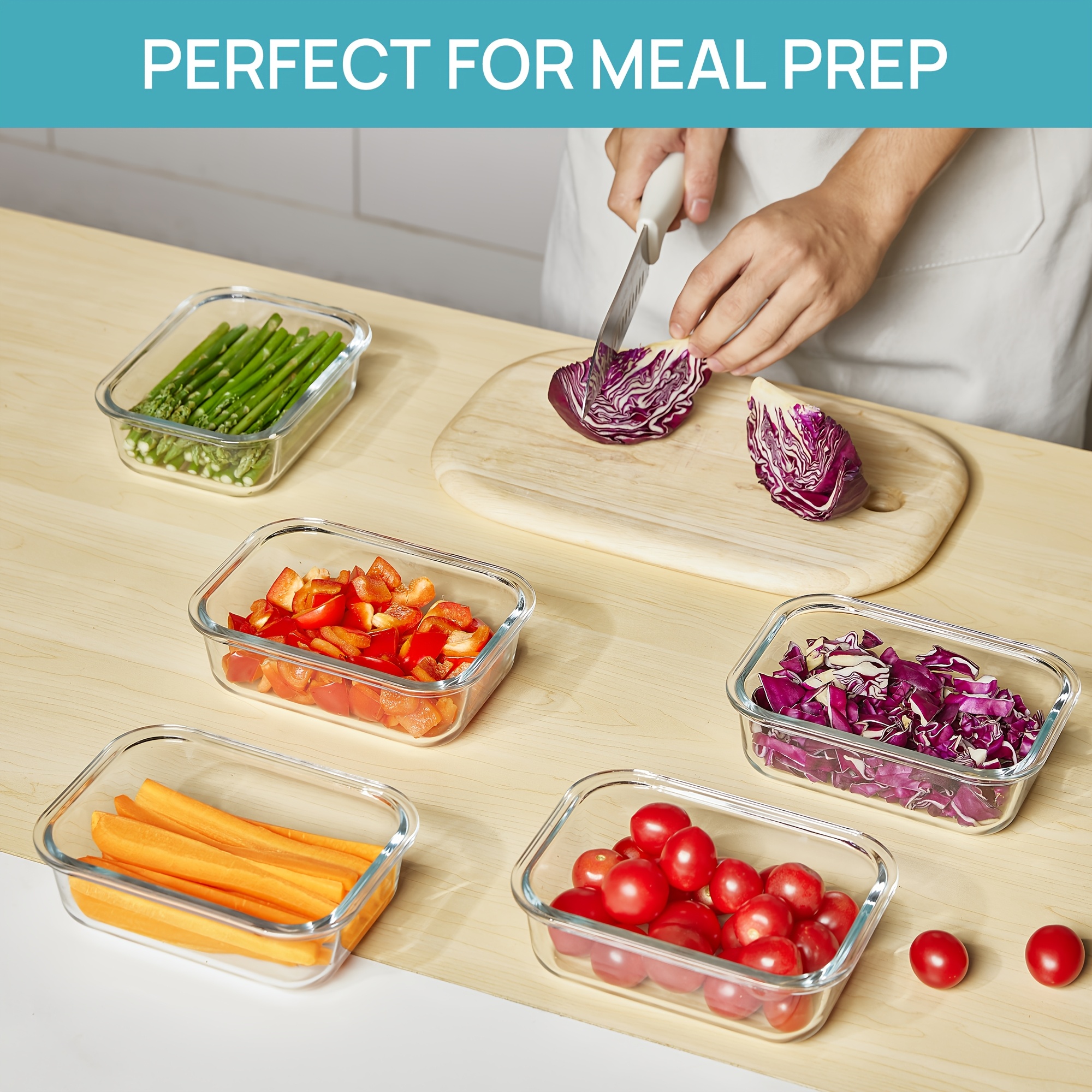 5pcs   22oz glass meal prep containers with   lids bpa free leakproof stackable food storage sets for lunch office gym microwave oven freezer safe Product details 0