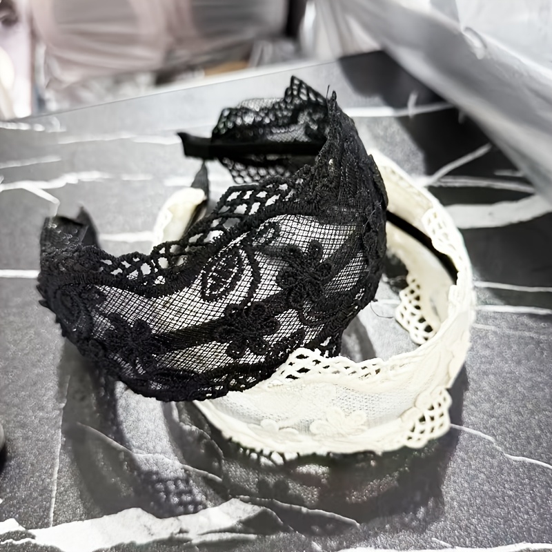 2- Elegant Style Lace Mesh Wide-band Headband, Gentle Style Hair Press, High-end Hair Accessory