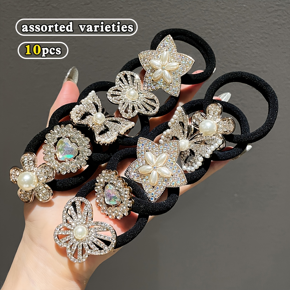 TEMU 5/10pcs Women's High-end Hair Ring With Temperament And Fashionable Ponytail Hair Rope