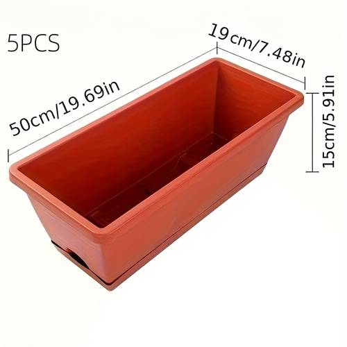 5pcs large rectangular planter set plastic pots suitable for growing vegetables herbs strawberries and flowers outdoor use for decks fences and durable and easy to multifunctional