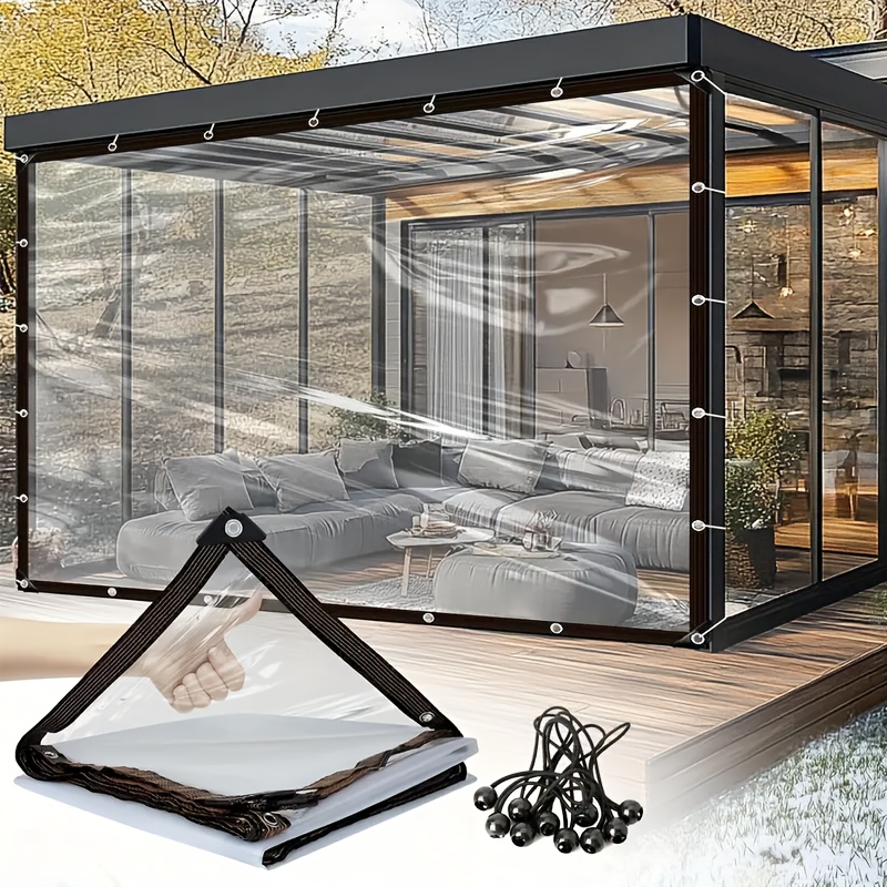 

Panneau latéral en plastique imperméable pour pergolas en bâche transparente, avec trous, idéal pour balcons, terrasses, et pavillons. de bungee pour utilisation en , et couvertures de patio.