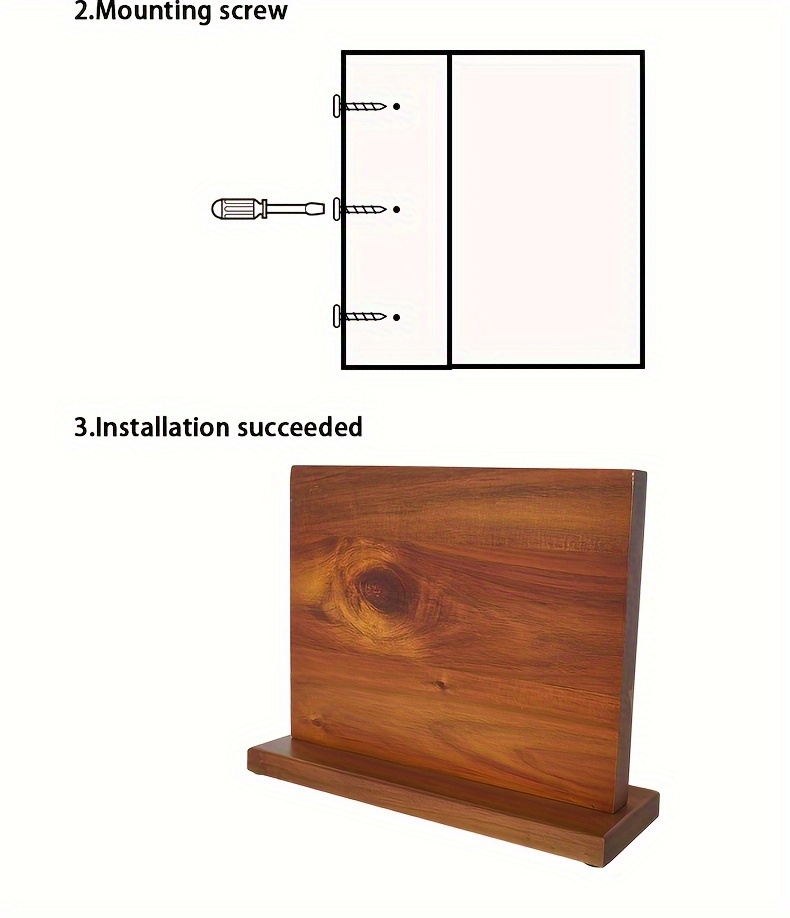 acacia wood double sided magnetic knife holder thickened and enlarged kitchen knife storage rack non food contact log organizer for scissors ideal for christmas halloween easter hanukkah thanksgiving details 12