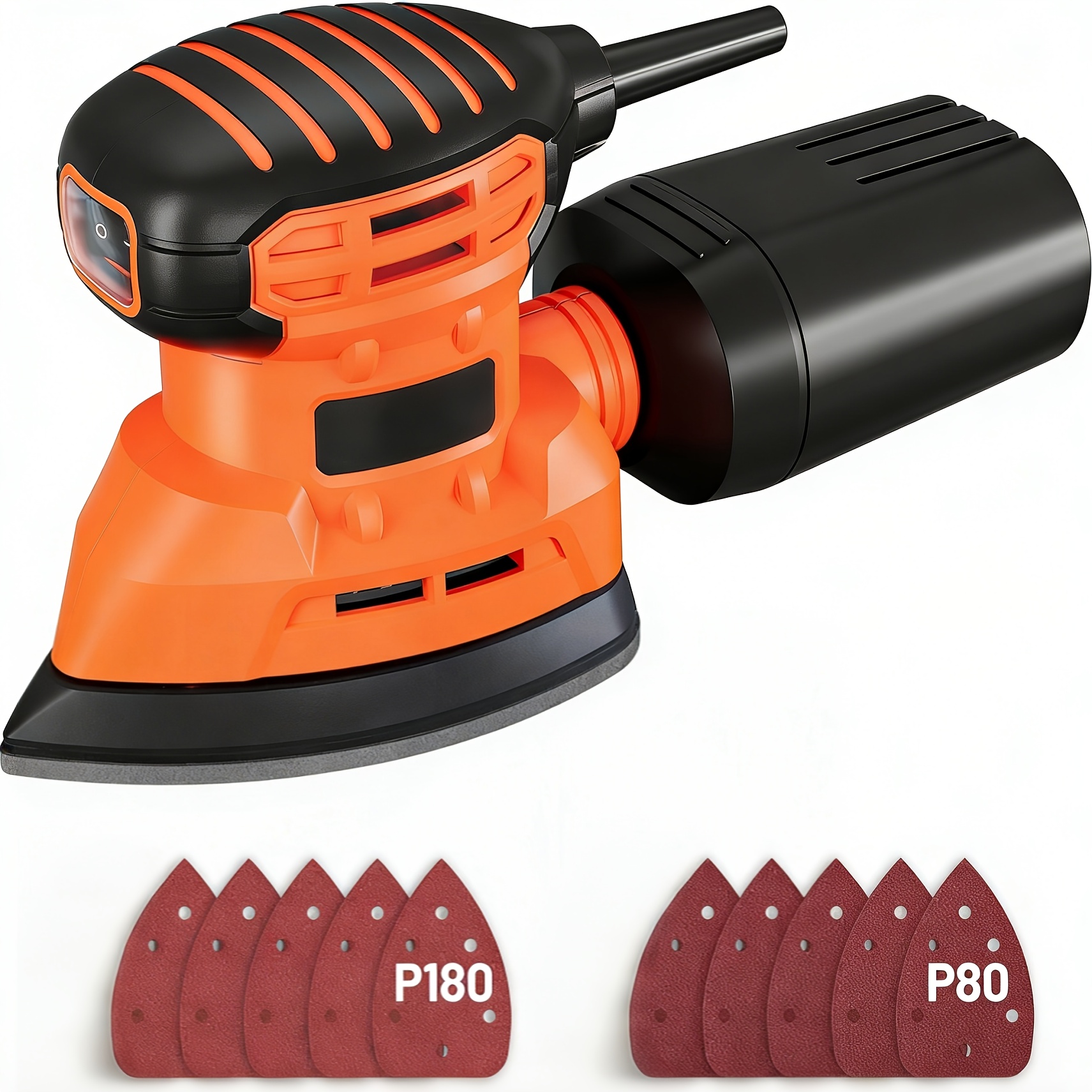 170w Sander, Compact Triangle Detail Sander Up To 12, 000 Rpm, Low Vibration Palm Sander With 12 Sanding Sheets (140×140×80 Mm), Hook & Loop, Dual Dust Extraction For Wood And Metal