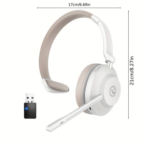 wireless headset v5 0 wireless headset with microphone for pc 45hrs wireless headphones noise canceling with usb dongle mute