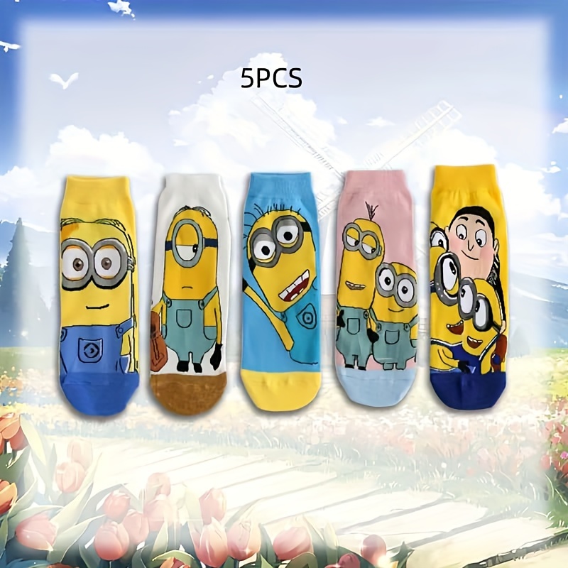 

2pcs/5pcs, Minions, Men's Socks, Breathable, Comfortable Socks For , Women's Fashion Accessories, Great For Christmas, Birthday, Thanksgiving Or Halloween Gifts