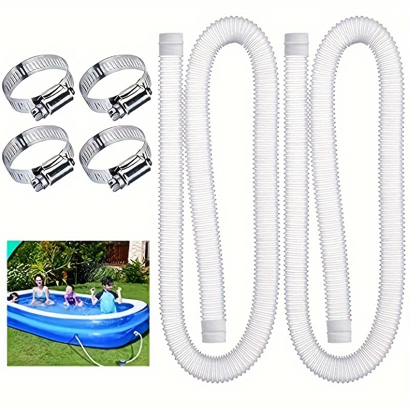 

1 Ensemble, Tuyau De Piscine De 150cm De Diamètre 32mm En Matériau PE Avec Anneau De Fixation En Métal, Blanc Résistant, Facile À Installer, Qualité Stable