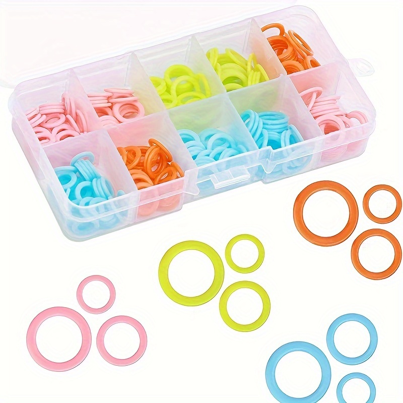 

220pcs Knitting Markers Rings, Colorful Markers Rings(s/m/l Size) With Storage Box For Diy Sewing Knitting Crocheting Handcrafts