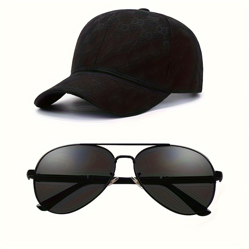 

Cool Retro Trendy Punk Hat & Fashion Glasses Set, Curved Brim Classic Baseball Cap & Polarized Fashion Glasses, Men Women Outdoor Sports Party Vacation Travel Driving Fishing Supplies Photo Props