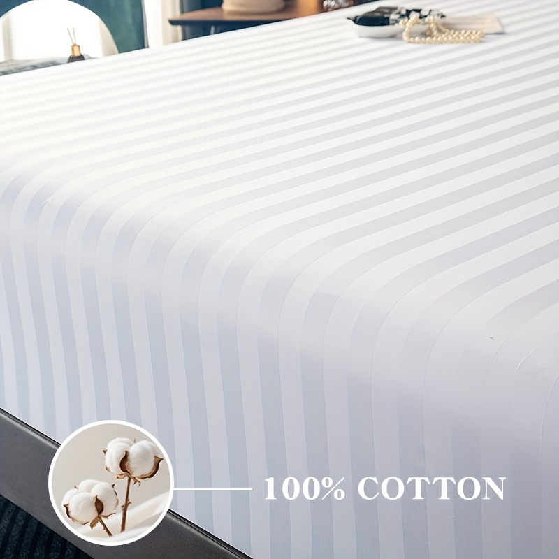 100% Egyptian Cotton, 3pcs Fitted Sheet Set (1 Fitted Sheet + 2 Pillowcases), Egyptian Cotton, Mattress Cover, 40cm Deep Pocket Design, 500 Thread Count, Suitable for Bedroom, Luxury Hotel, Guest Room