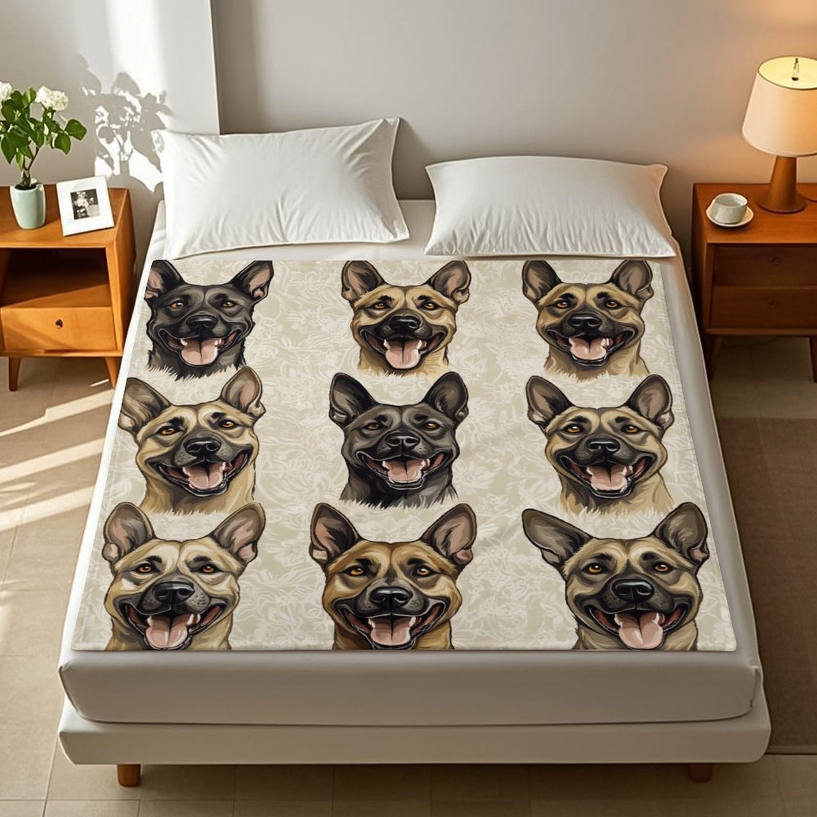 Flanelldecke Mit Belgischem Malinois-Hund, Amerikanische Flagge, Für