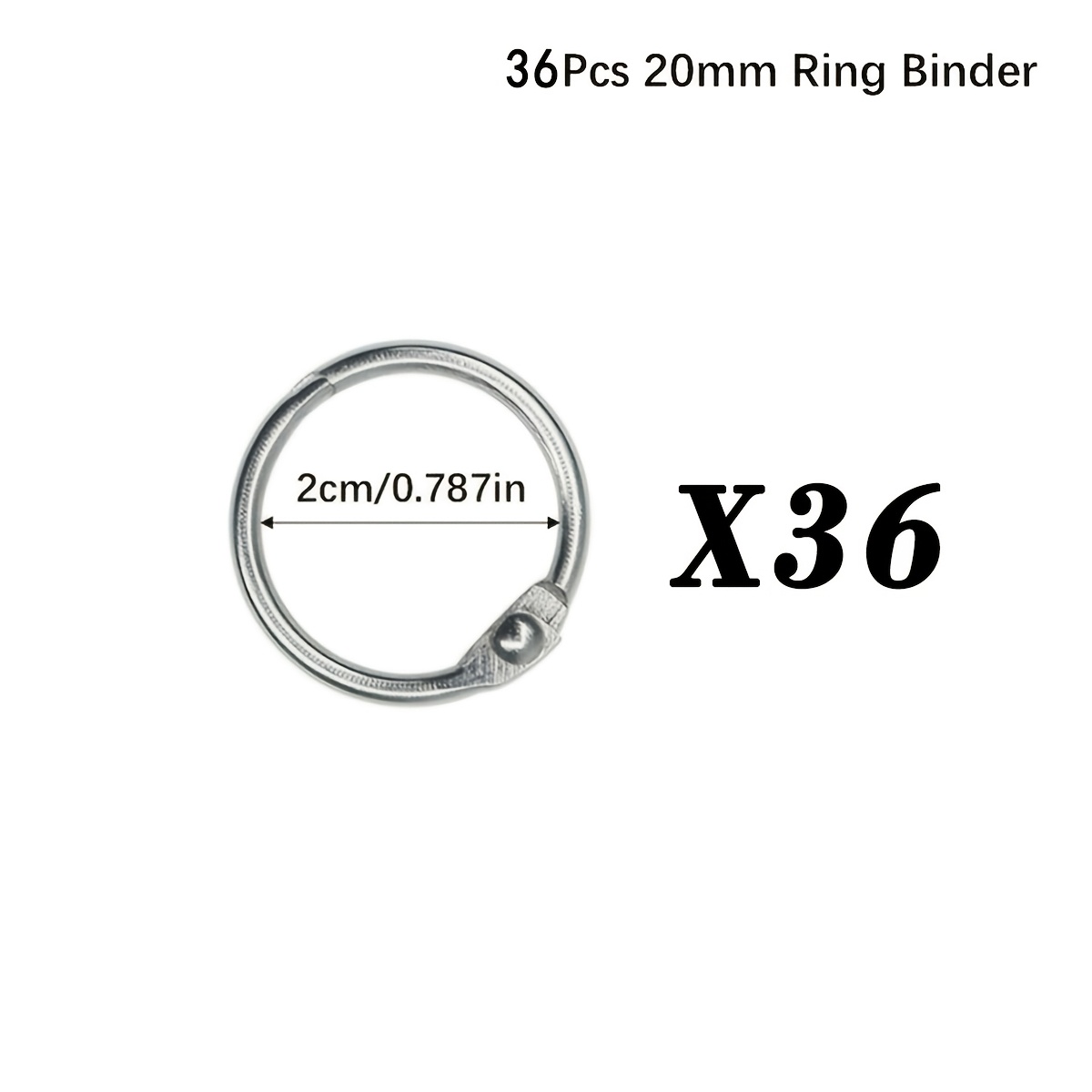 TEMU 36 Stück Edelstahl-Bindeösen – Mehrere Größen 20 mm, 30 mm Schlüsselring aus Metall für Karteikarten, ideal für Schule, Zuhause oder Büro