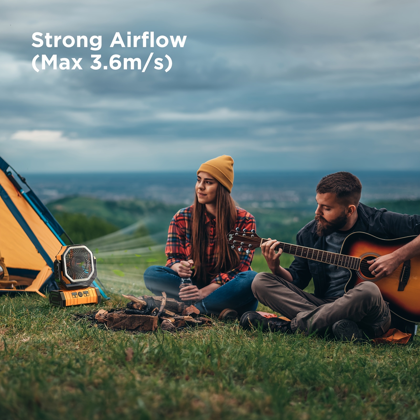 20000mAh Portable Camping Fan & Lantern Suitable for Tent, Travel, Car, Outdoor - Rechargeable Oscillating Ceiling/Ceiling Fan with Remote, Stable Handle, 4-Speed, Ultra-Long Battery Life for Picnic, Bedroom, RV