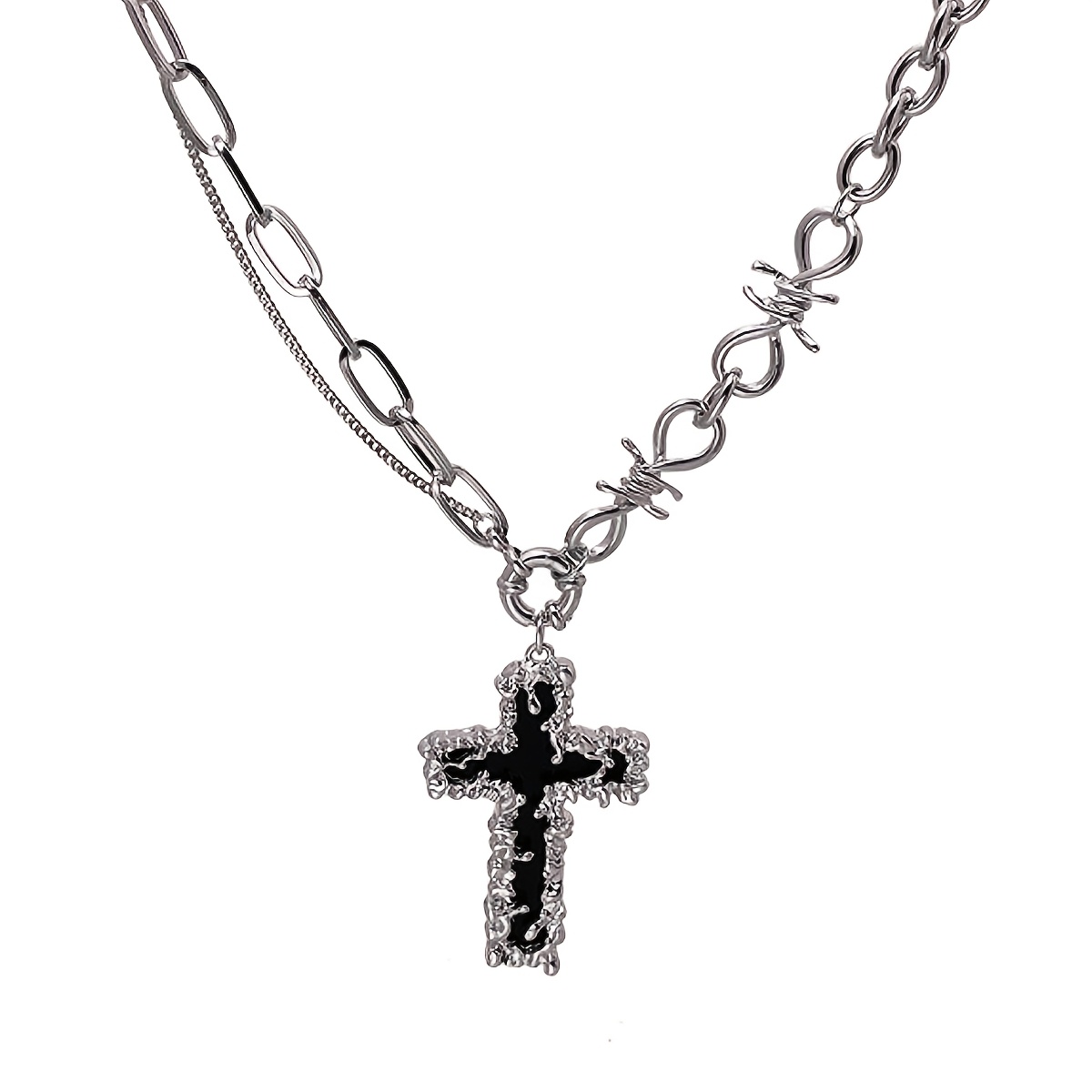 gothic punk cross pendant necklace edgy elegant alloy - Temu