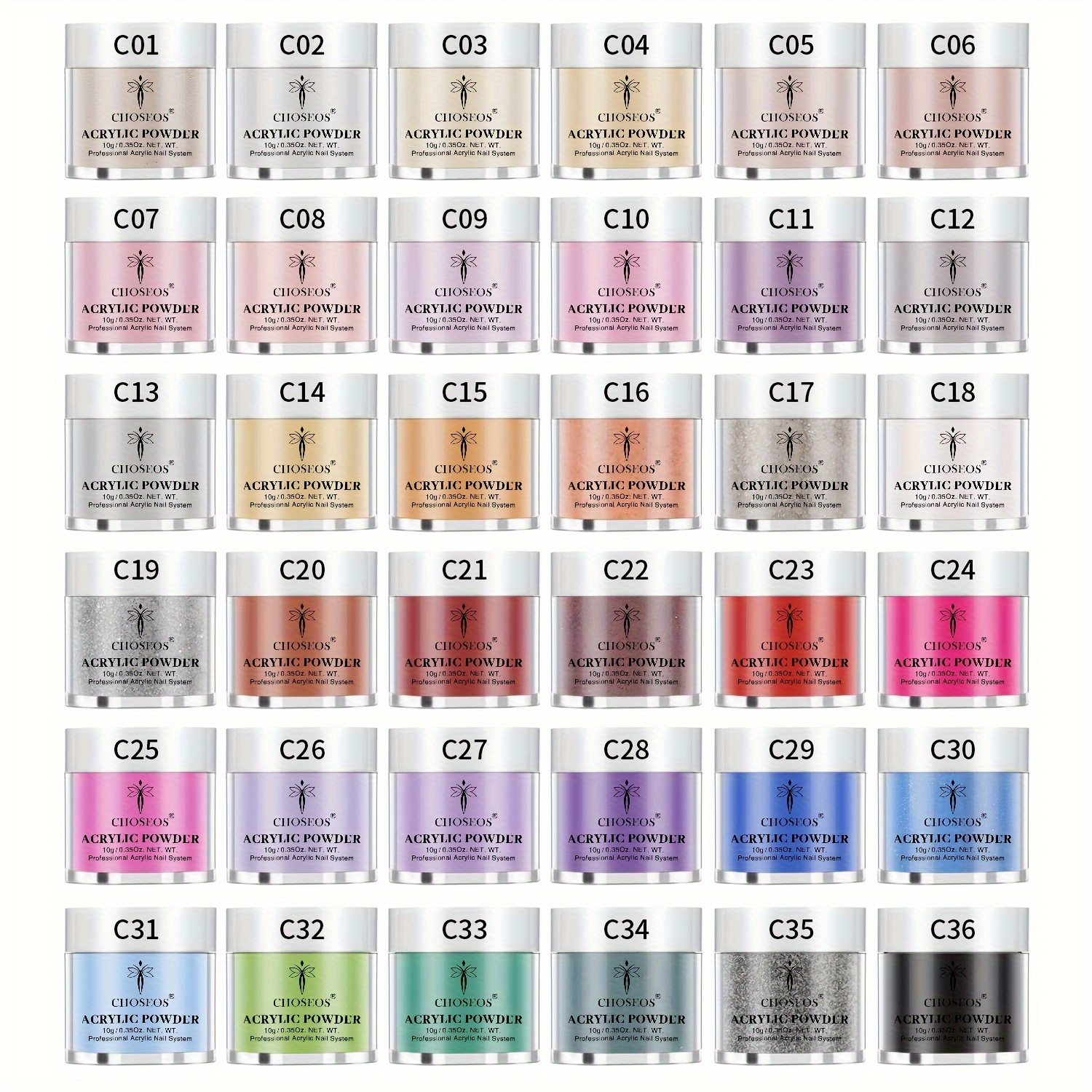 Image of 36 Color Acrylic Powder Gift Box Set, Used For 3d Nail Extensions, Long-, Mothers A High-end Gift For Mother's Day, Halloween, Easter, Christmas, And Valentine's Day