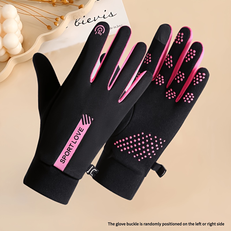 Image of Autumn And Winter Women's Outdoor Warm Gloves, Cold-proof, Thickened, Cozy, With Touchscreen Function, Unisex, Suitable For Winter Leisure, , Driving, And Running