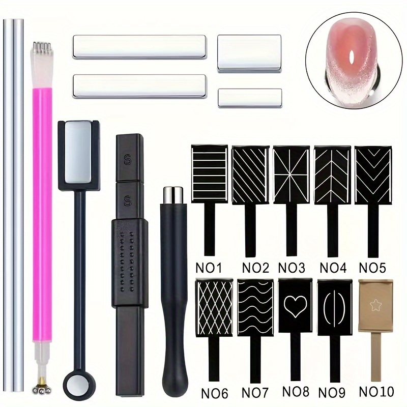 19pcs For Cat Eye Nails Art Polish Magnet Magnetic Pen Nail Art Cat For Nails Magnetic Gel Polish Pen Tools
