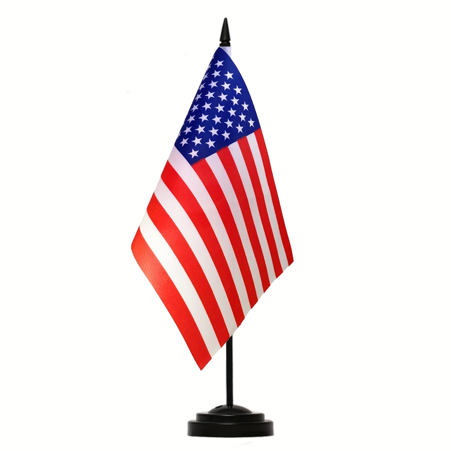 American Desk Flag, Usa Table Office Flags, Small Miniature Desktop Flag With 11.42" Solid Black Pole And , Classroom, Offices Meeting Desk Decoration