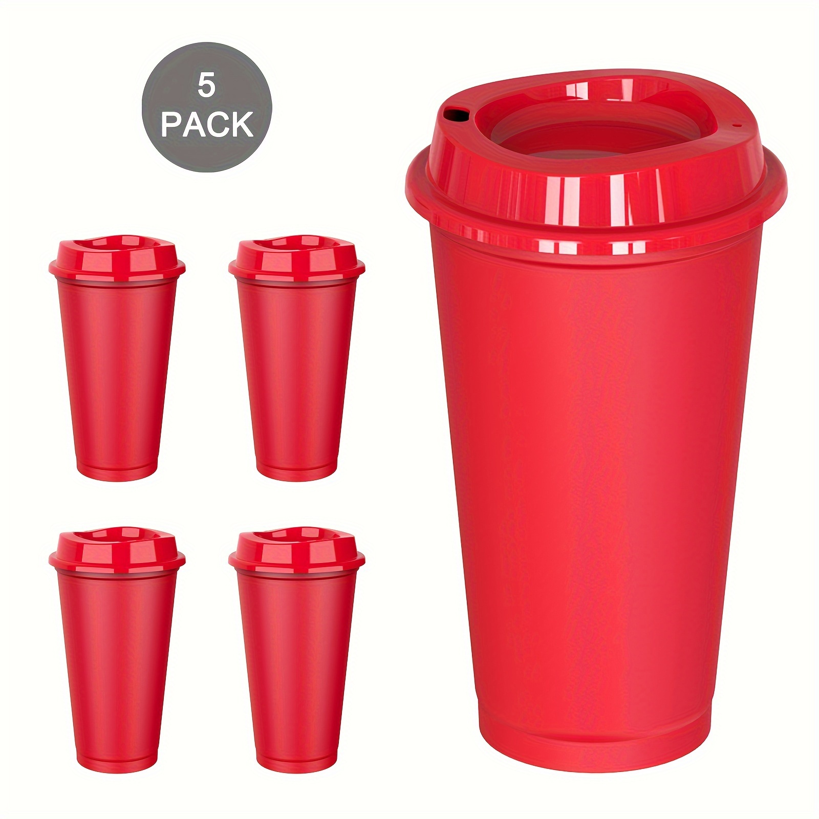 set of 5 or 6 pieces of 16oz coffee cups with   reusable plastic travel mugs to   cups large drinking cups for weddings water juice soda and coffee rdeca 5   10