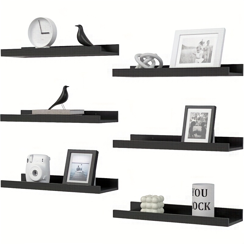 TEMU 6pcs U-shaped Anti-drop Wall Shelves Shelves Set - Wall Mounted Bathroom Bedroom Storage | Rustic For Living Room Kitchen Home Office | Heavy Duty & Space Saving Organizer, Floating Shelves