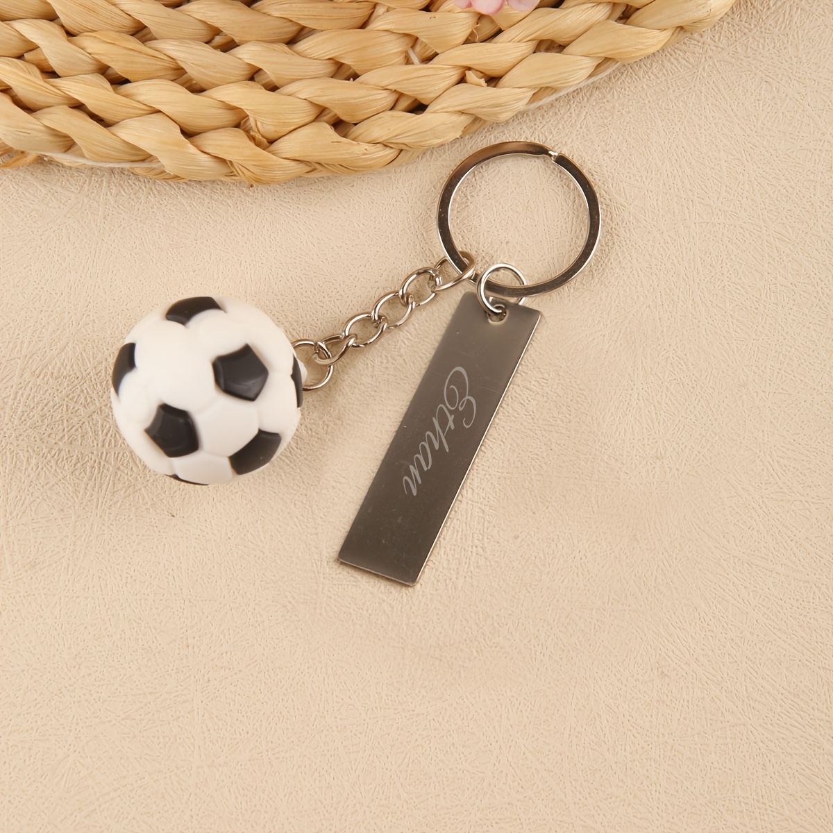 TEMU 1-20pcs Custom Keychain Soft Rubber Basketball, Football, , Tennis Bag Pendant Small Engraving Custom Name Personalized Keychain, Suitable For