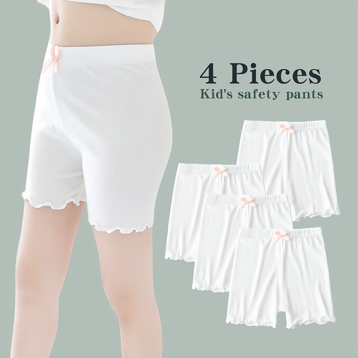 4pcs Baby Girls' Lightweight White Leggings - Anti-sheer & Breathable For