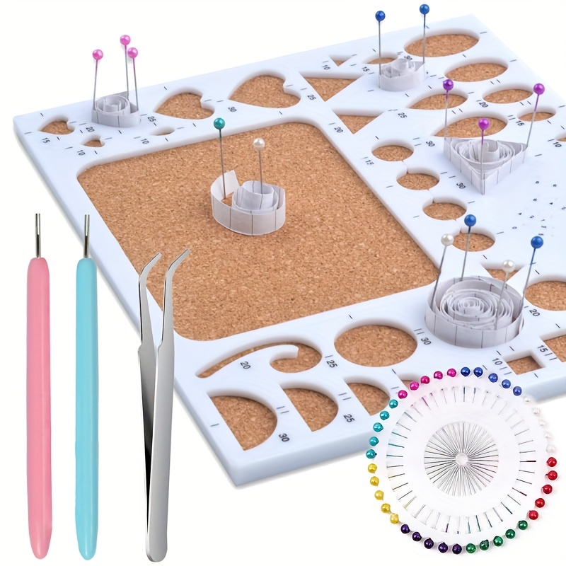 TEMU [1 Set Of Paper Rolling Template Board Paper Rolling Mold] A Set Of Paper Rolling Tools, Including 2 Slotted Paper Rolling Tools, 40 Pearl Head Pins And Convenient Tweezers For Paper Crafts