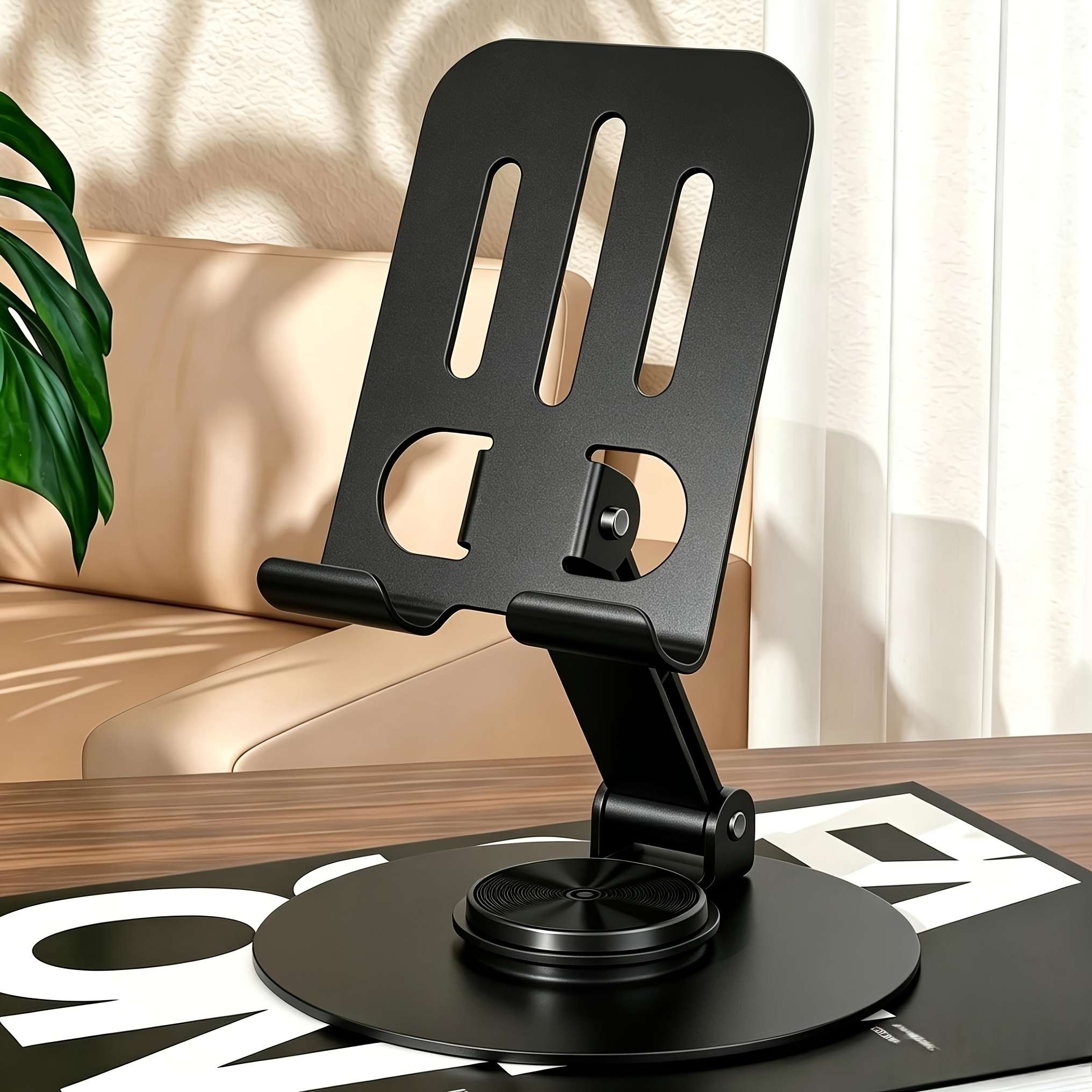 TEMU Universal Metal Cell Phone Stand, Multi- Adjustable 360° Rotation Non-slip Metal Phone Stand Compatible With Iphone 17 16 Pro Max And All